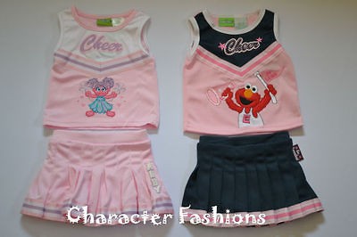 ELMO or ABBY CADABBY Cheerleader Outfit Set 2T 3T 4T Shirt Skirt 