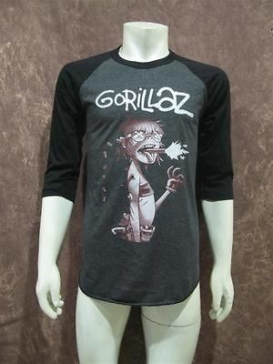 GORILLAZ Gunshot Raglan T Shirt Mens M/L Gray