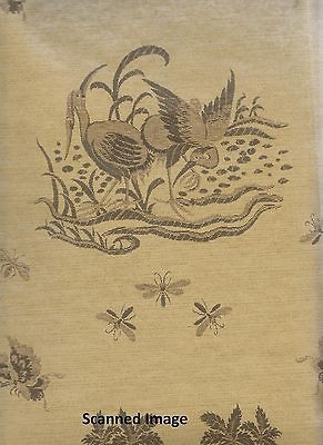 Asian Toile Wallpaper/ Brown Bird Toile Sidewall / Metallic Gold 