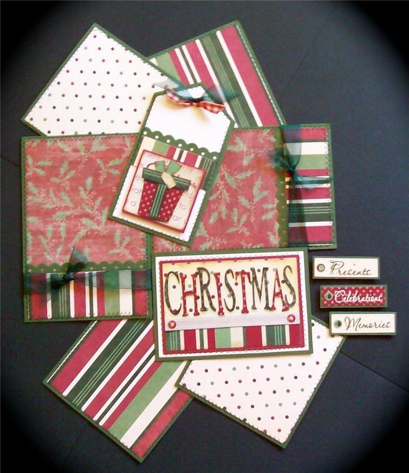 CHRISTMAS Premade Scrapbook Page Mat Set *sewn* MOMZ