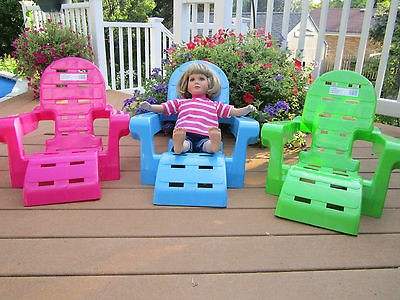 GREEN PLASTIC ADIRONDACK CHAIR fits 23 My Twinn Dolls    Great 