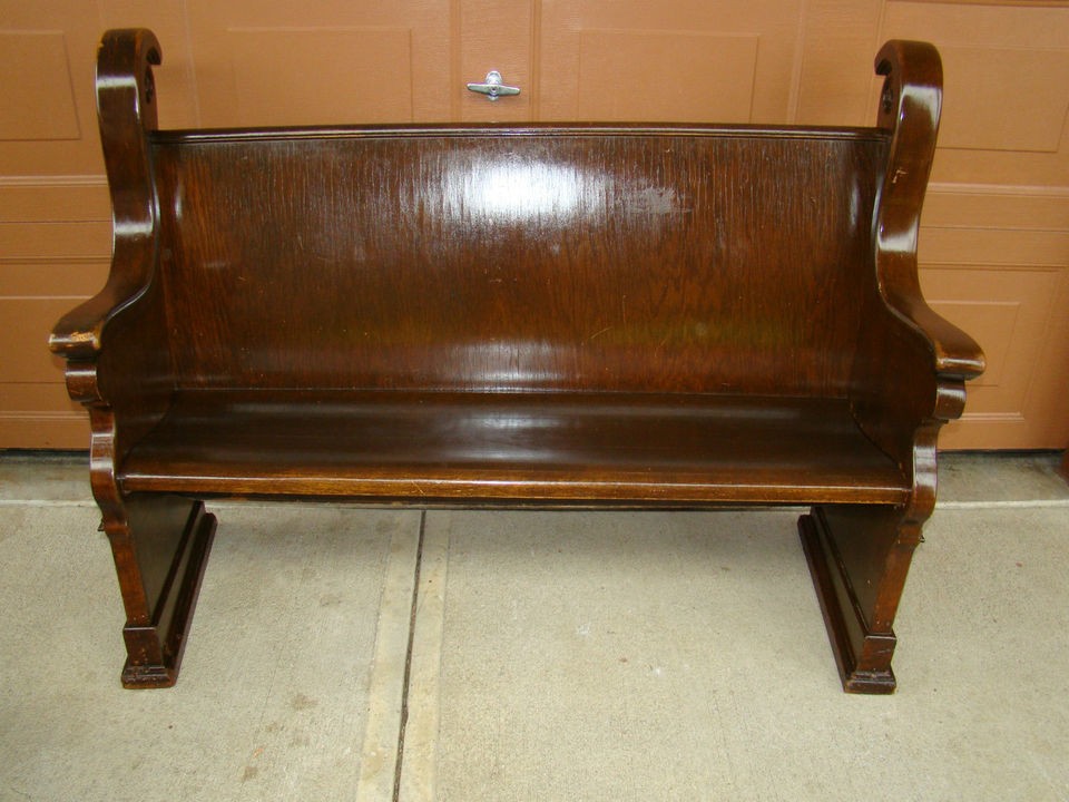 Awesome 120 year old ornate oak church pew in original finish 