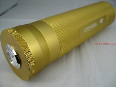 COHIBA Inspired Alminium Cigar Case Humidor Tube with Hygrometer Gold 