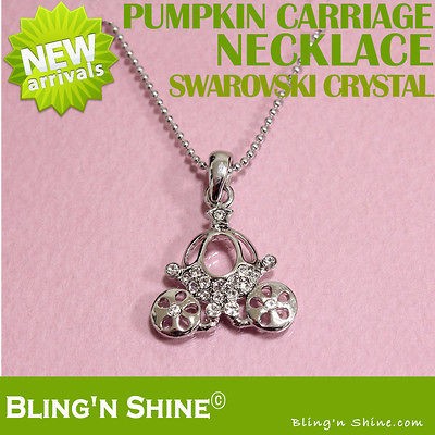 Swarovski Crystal Pumpkin Cinderella Carriage Pendant Womens Fashion 