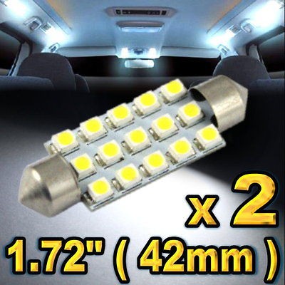 White 15 SMD LED Dome Lights 1.72 Festoon 211 2 578 #15B (Fits 