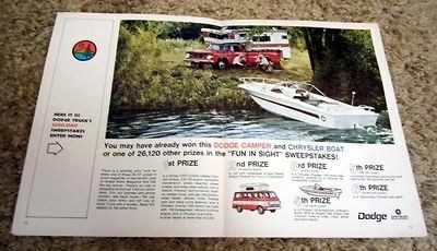 1967 Dodge D 200 Custom Camper Pickup Original Rare Color Ad