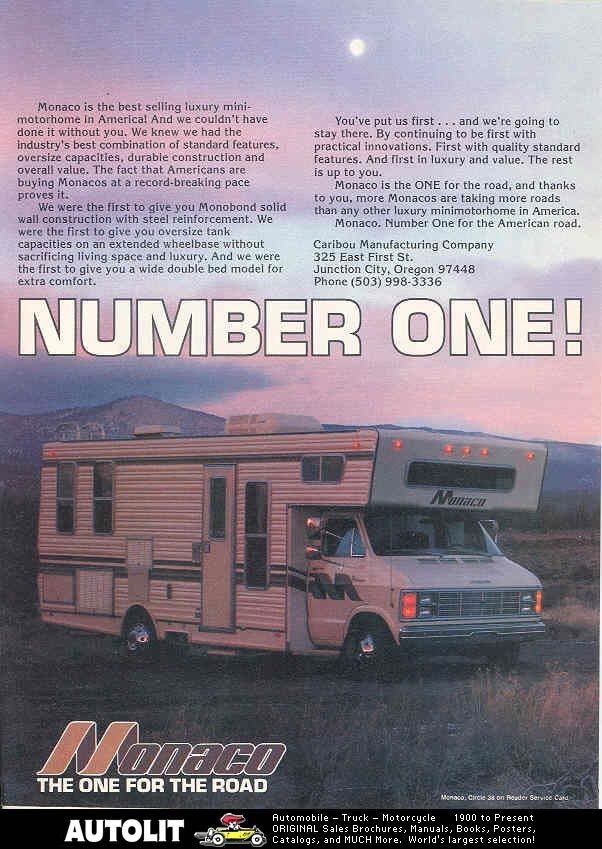 1980 Caribou Monaco Motorhome RV Dodge Ad