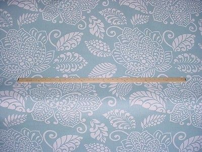 DRAMATIC AND STRIKING AQUA LOTUS BLOSSOM DAMASK LINEN UPHOLSTERY 