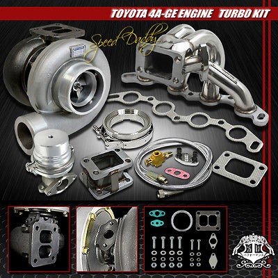 GT45 6PC TURBO KIT TURBOCHARGER+SS MANIFOLD+WG 85 89 TOYOTA MR2/ 91 