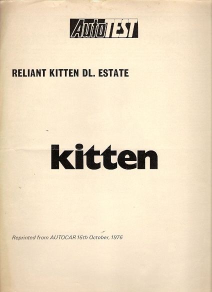 Reliant Kitten DL Estate 1976 77 UK Market Road Test Brochure Autocar