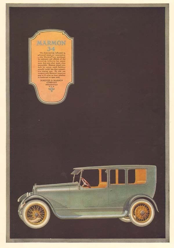 1917 antique MARMON 34 Automobile AUTO Motor Car GREEN SEDAN Classic 