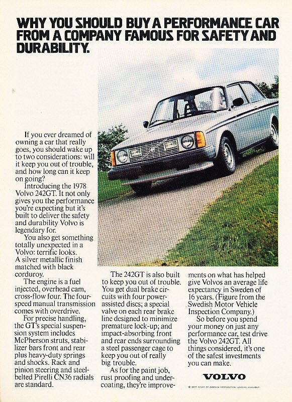 1978 Volvo 242GT grey Vintage Advertisement Ad P56