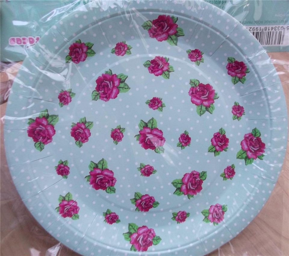 Pack VINTAGE ROSE Paper PARTY Plates New Wedding Celebration