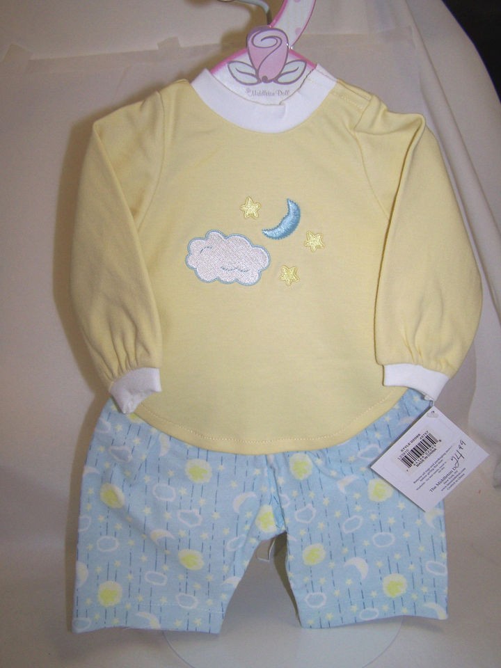   Newborn Nursery Doll Clothing Blue Sky 2 pc Knit Pajamas Boy 20