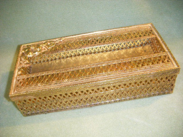 VTG BRASS ROSE KLEENEX TISSUE CASE HOLDER STYLEBUILT