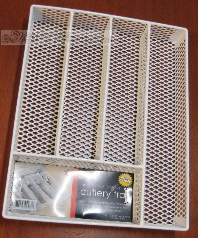 White Metal Flatware Cutlery Tray Caddy 5 Compartments 4288 NEW