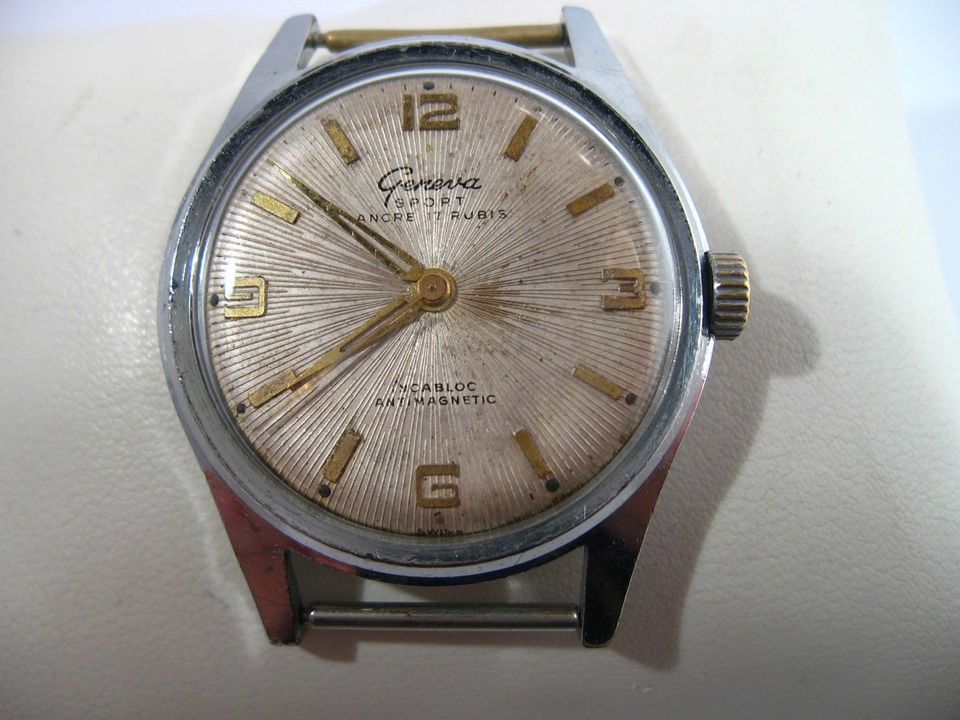 Vintage Geneva Sport Ancre 17 Rubis Incabloc Swiss Made Watch #491