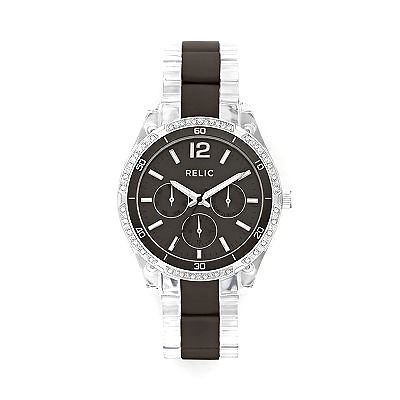  Fossil Starla Black Aluminum & Clear Resin Chronograph Glitz Watch 