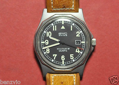 BWC Swiss military III qrtz wristwatch blk dial luminos No. High 