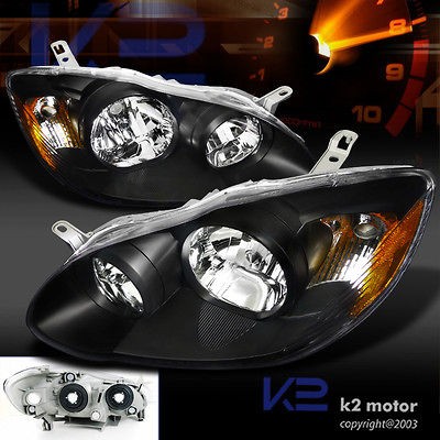 2003 2008 COROLLA CRYSTAL BLACK HEADLIGHTS HEAD LAMPS LH+RH (Fits 