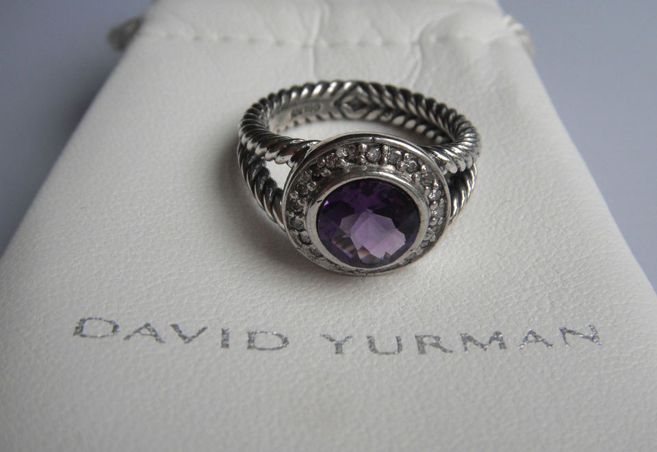 David Yurman 8mm Amethyst Silver Petite Albion Ring