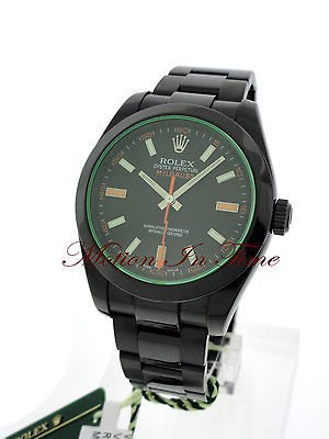 Rolex Milgauss Green Crystal Black PVD Steel Rare REF# 116400V 40mm