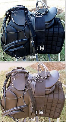 English All Purpose event Jump Black brown Riding Outfit 8pc Tack