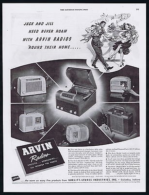 1947 Arvin Radio Record Player 6 Assorted Models Vintage Print Ad