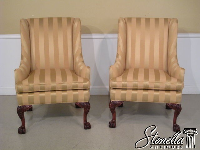 20458 Pair SAM MOORE Georgian Style Oversized Upholstered Wing 