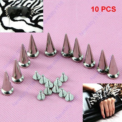   Cone Metal Screwback Spikes Studs Punk Bag Bracelets Cloth Belt Shoes