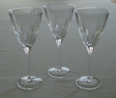 Set of 3 Vintage 8 oz. Stemmed Cut Crystal Flared Wine Glasses