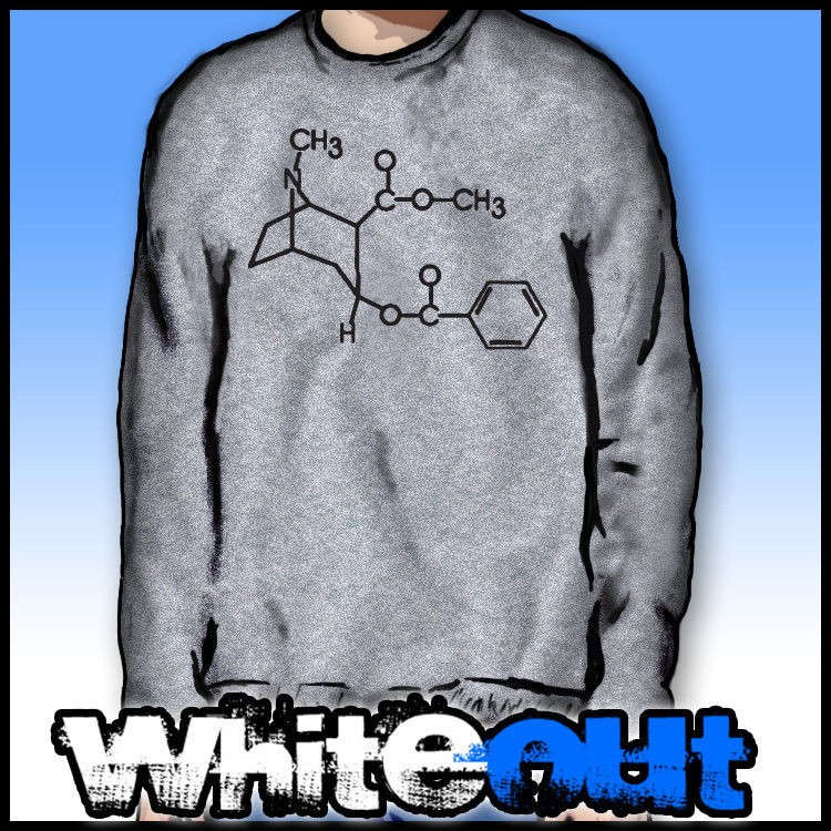 COCAINE COMPOUND DIAGRAM COKE DRUGS SCIENCE GREY CREW NECK SWEATSHIRT 