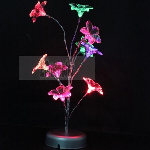 New Power Adapter Plastic Colorful LED light Lilies Nightlight Lamp