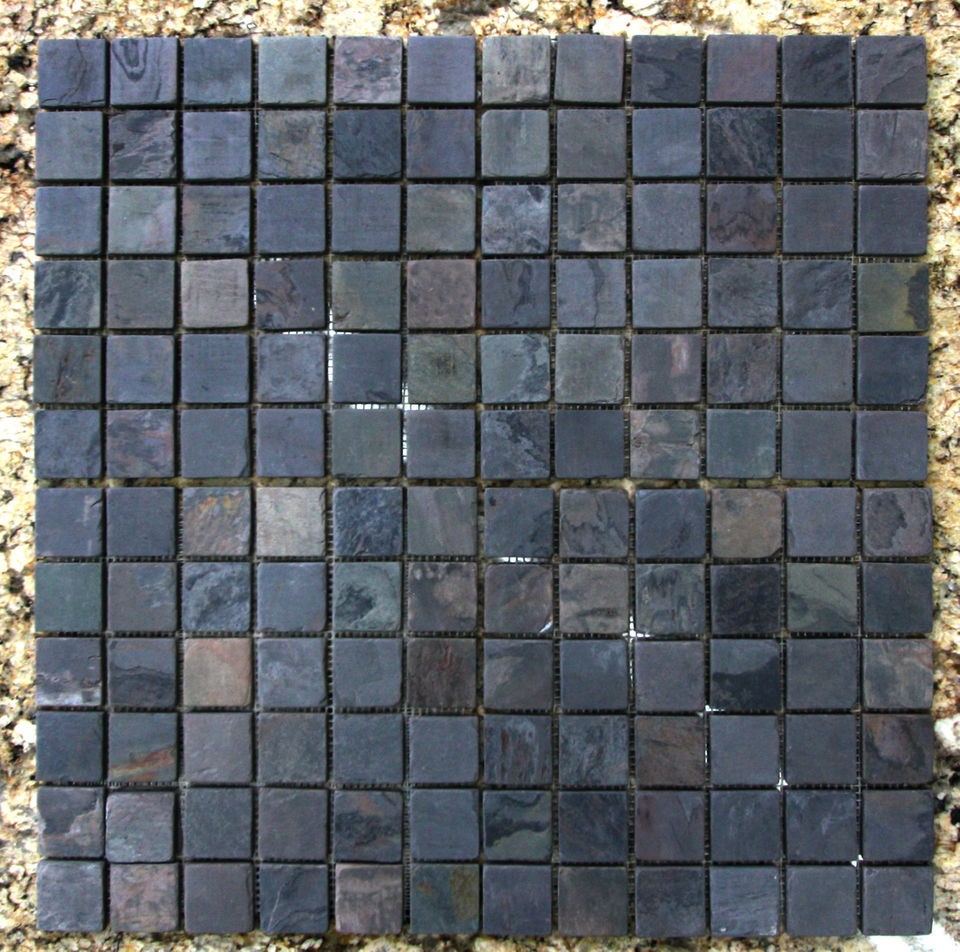 Tumbled Multi Color Indigo Slate Natural Mosaic Tiles 12x12