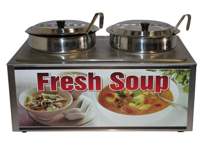 Twin Soup Merchandiser Warmer + Inserts, Ladles & Lids