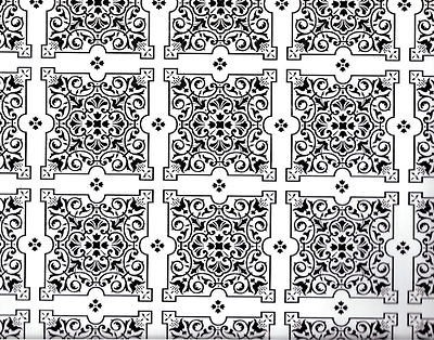 Black White Julien Damask Tiles Contact Paper Shelf Drawer Liner 9ft