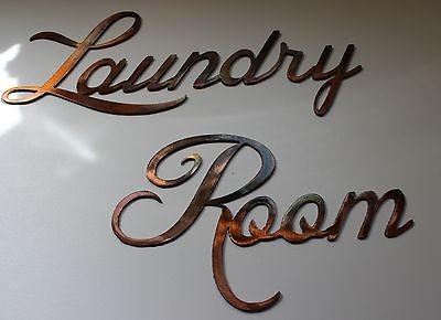 Metal Wall Art Decor LAUNDRY ROOM Copper/Bronze Plated