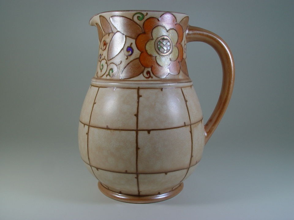 DIVINE ART DECO CHARLOTTE RHEAD TRELLIS & FLOWERS BURSLEY WARE JUG 