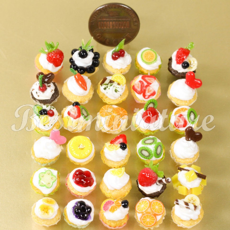 30 Cup CAKE Dollhouse miniature Food Bakery Barbie