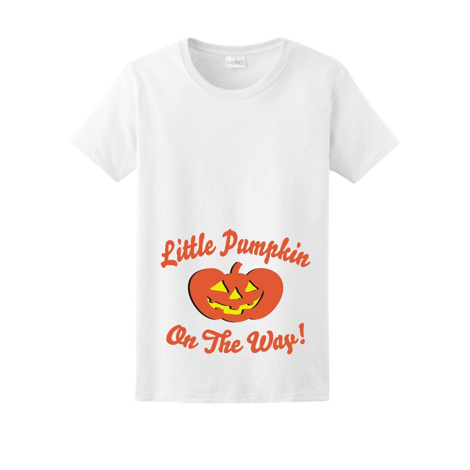 Little Pumpkin Pregnant Halloween Costume LADIES T Shirt Maternity 