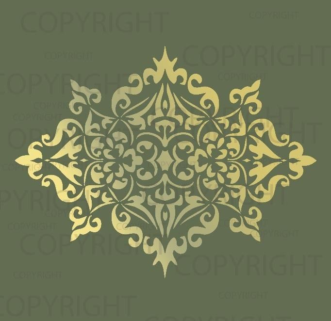 LARGE WALL DAMASK STENCIL PATTERN FAUX MURAL #1023