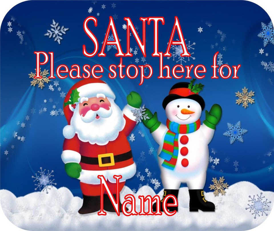 Personalised Santa Please Stop Here Xmas Window Sign Kids Novelty 