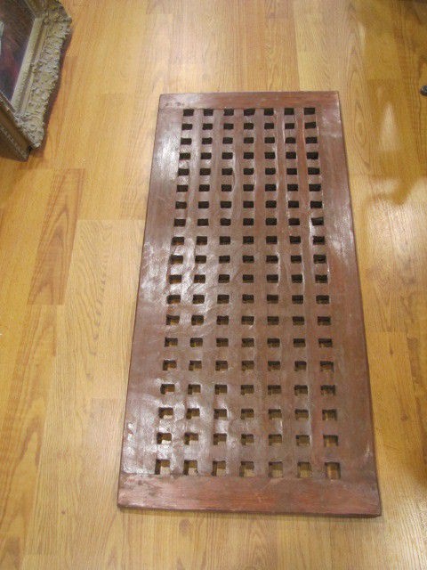 VINTAGE TEAK HATCH COVER OR GRATING   SHIP SALVAGED   PERFECT FOR 