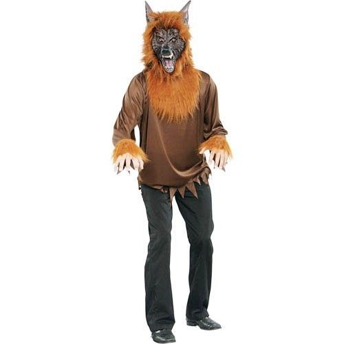   COSTUME MENS L 36 38 LADIES XL WEREWOLF HAIRY SCARY MASK SHIRT