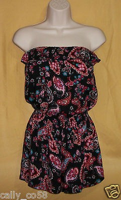   juniors floral rose blue ruffle coverup 1 pc romper tube top shorts