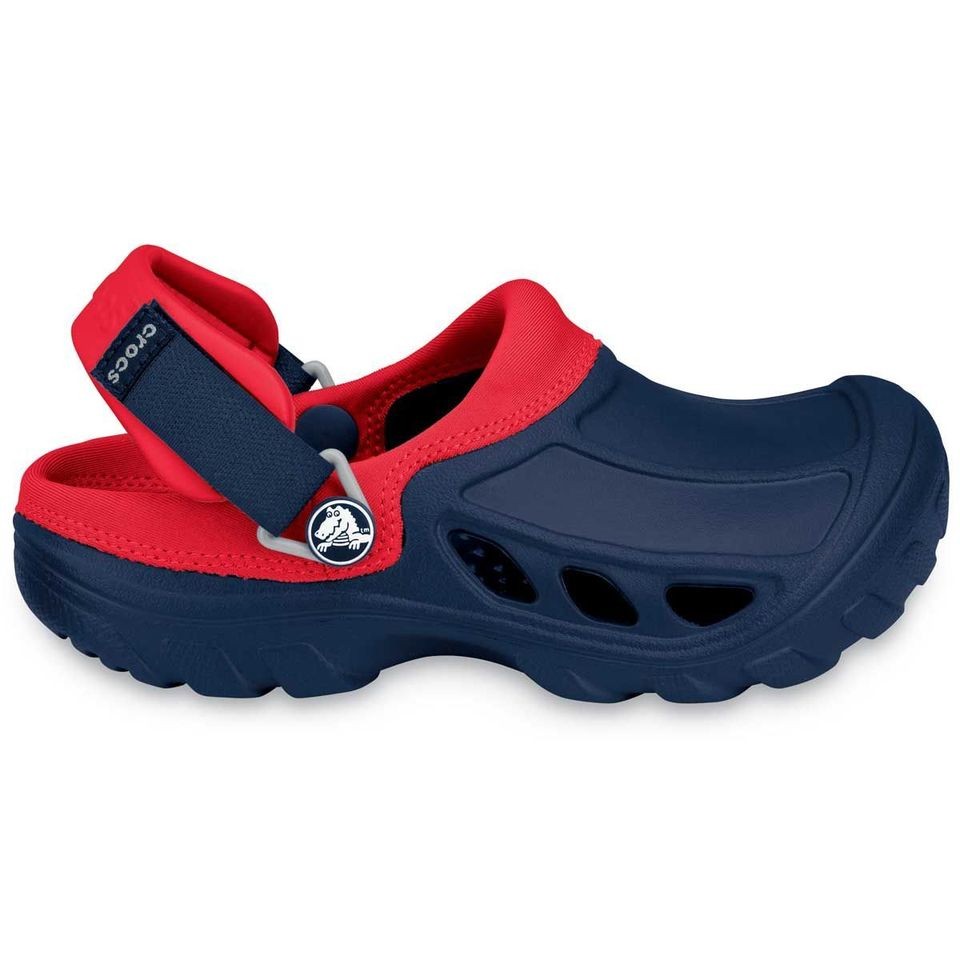 Genuine Crocs l Kids Crostrail l Navy Blue/Red l Free UK P&P