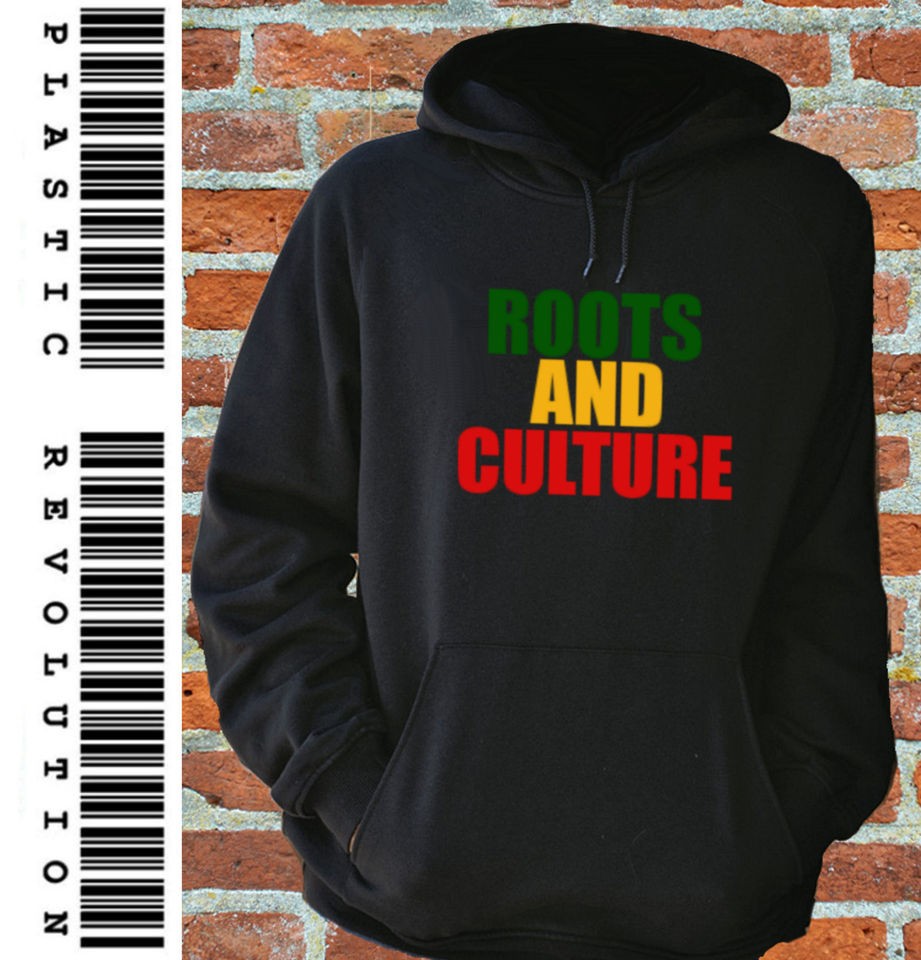 ROOTS AND CULTURE   BLACK HOODIE (Bob Marley Reggae Ganja Dub Bass 