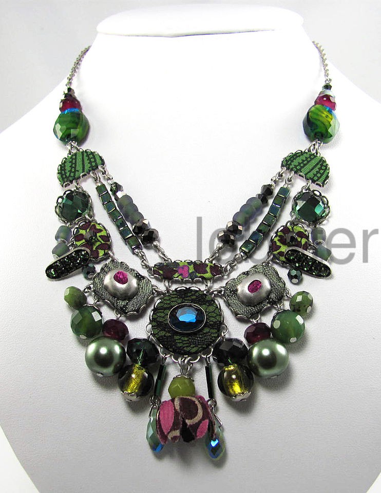   BAR CENTRAL PARK METALLIC BIB NECKLACE w SWAROVSKI CRYSTAL 2012/13