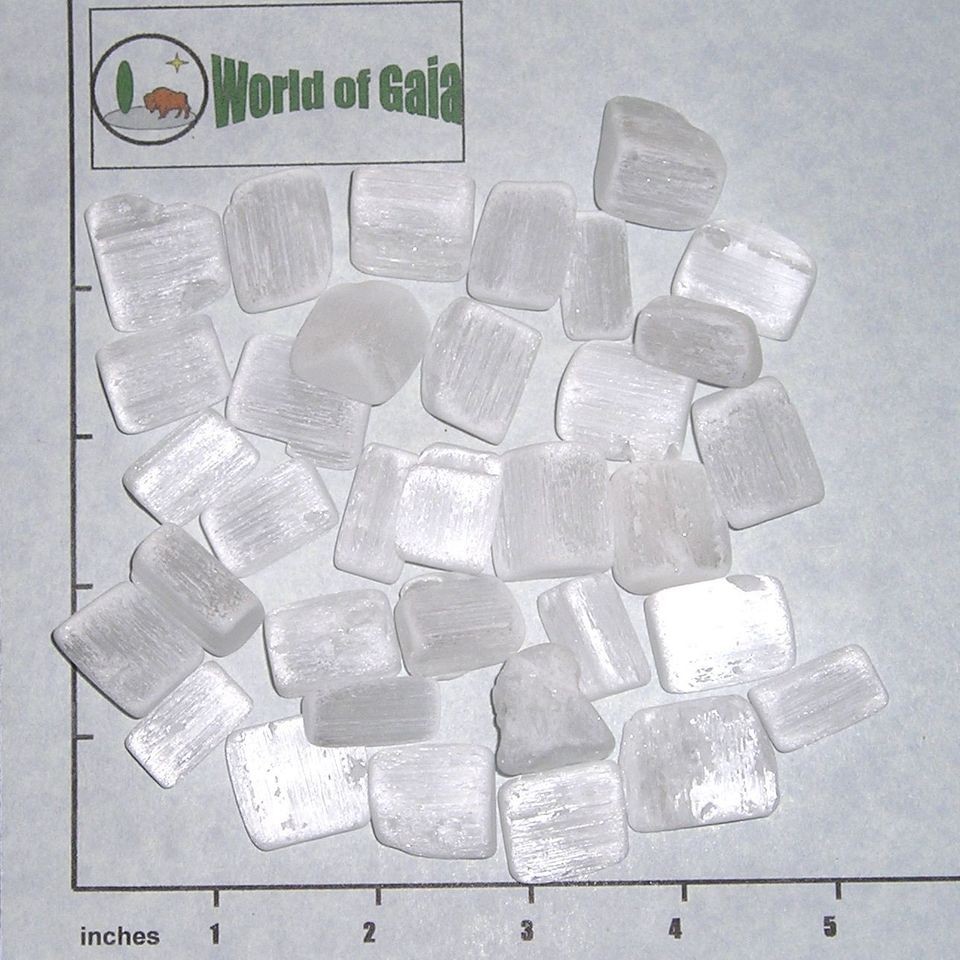 SELENITE White sm med. tumbled 1/2 lb bulk stones Satin Spar 30 35 pkg