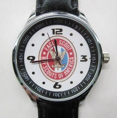 Eagle Scout American boys Scout Leather Strap Watch NEW